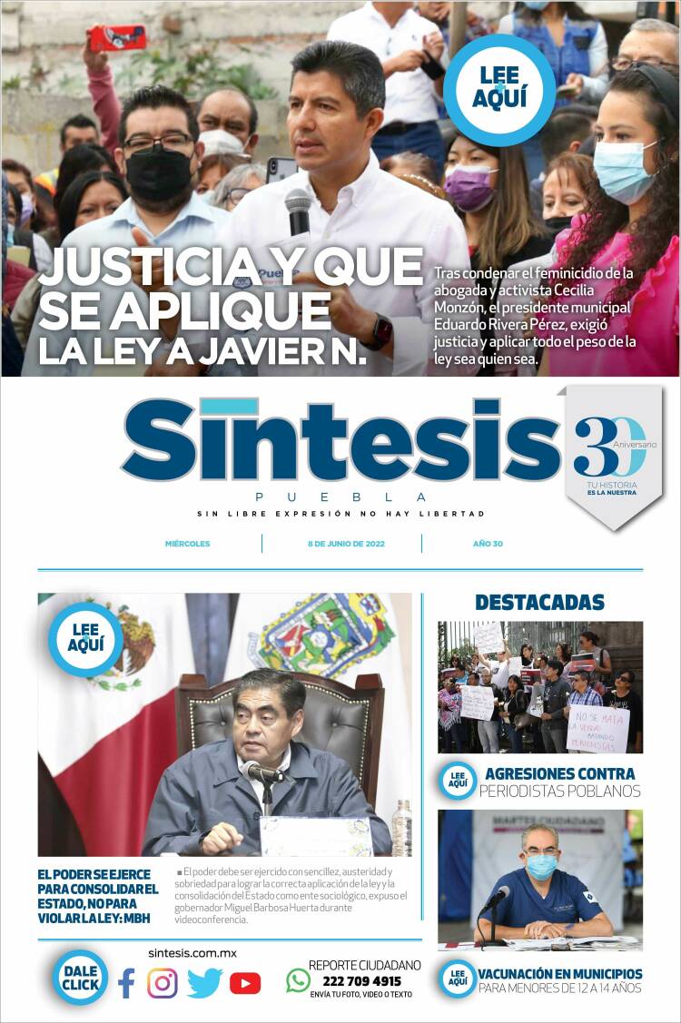 Portada de Síntesis - Puebla (M&eacute;xico)