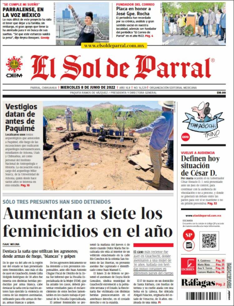Portada de El Sol de Parral (M&eacute;xico)