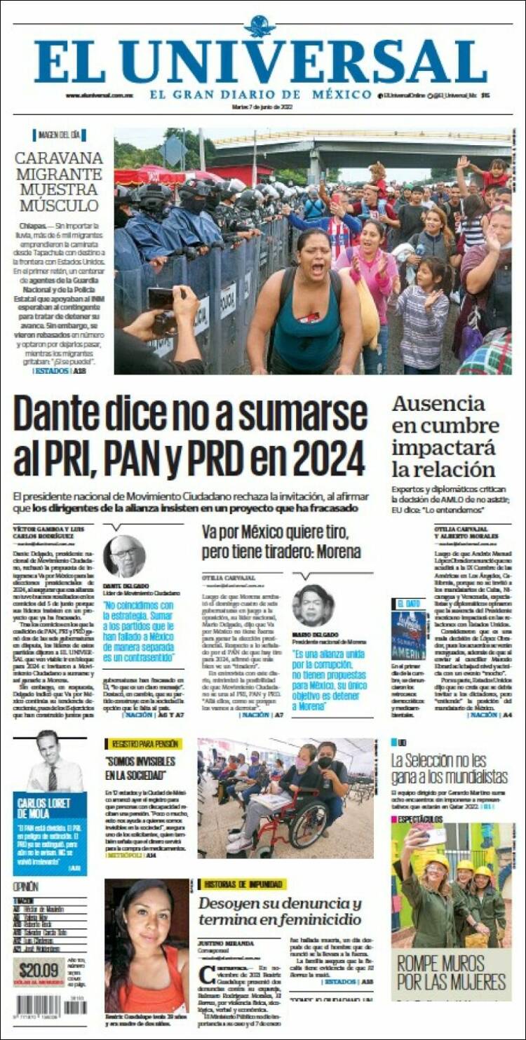 Portada de El Universal (M&eacute;xico)