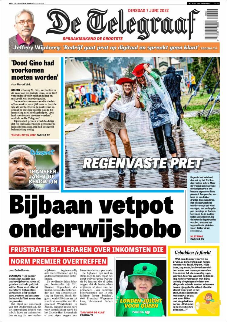 Portada de De Telegraaf (Pa&iacute;ses Bajos)