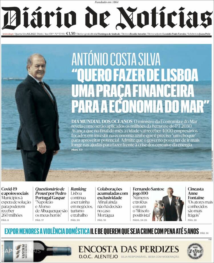 Portada de Diário de Noticias (Portugal)