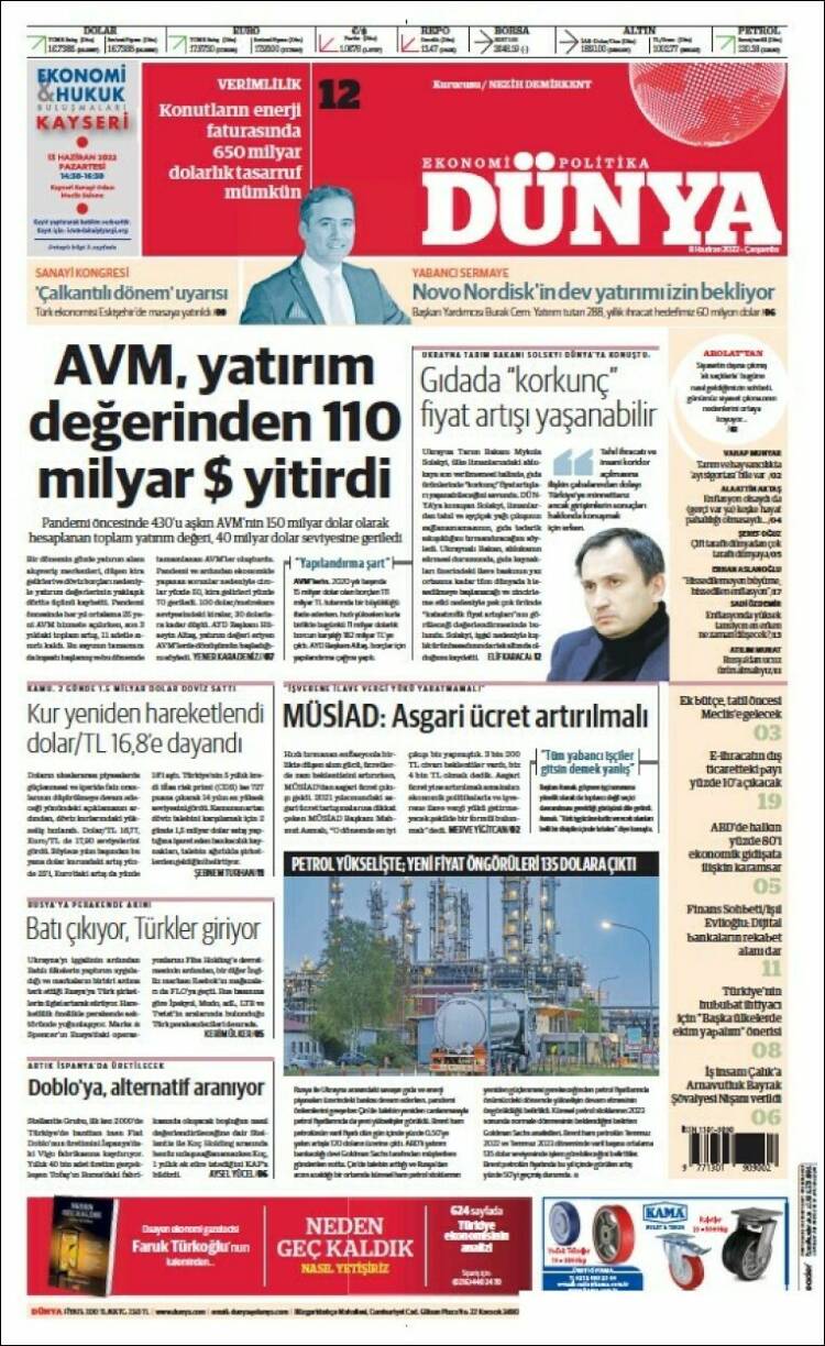 Portada de Dünya (Turqu&iacute;a)