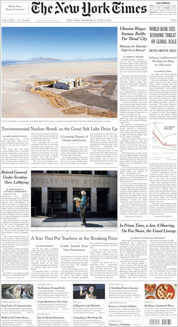 Portada de New York Times (USA)