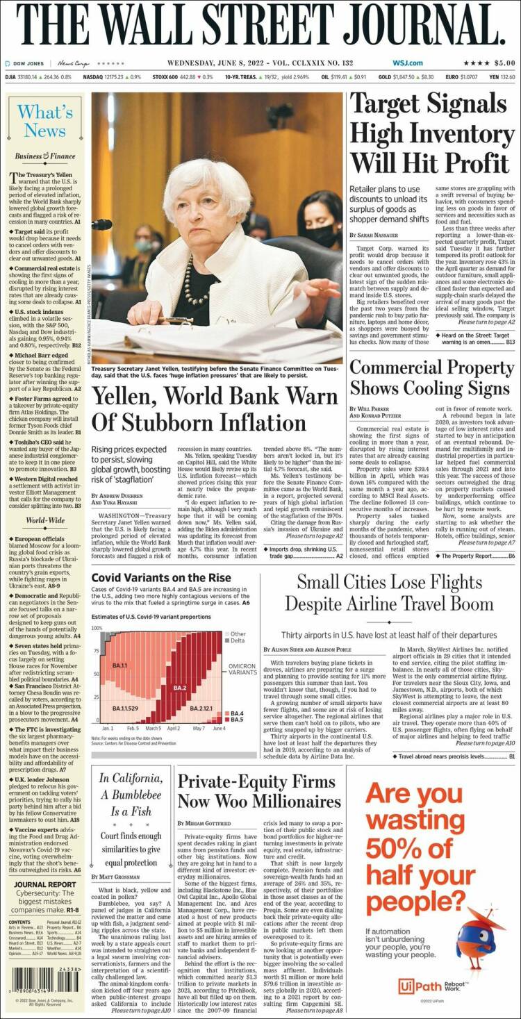 Portada de Wall Street Journal (USA)