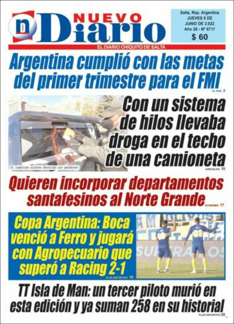 Portada de Nuevo Diario de Salta (Argentine)
