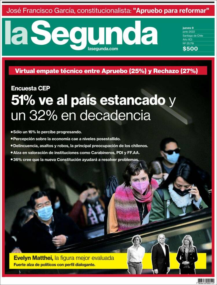 Portada de La Segunda (Chili)