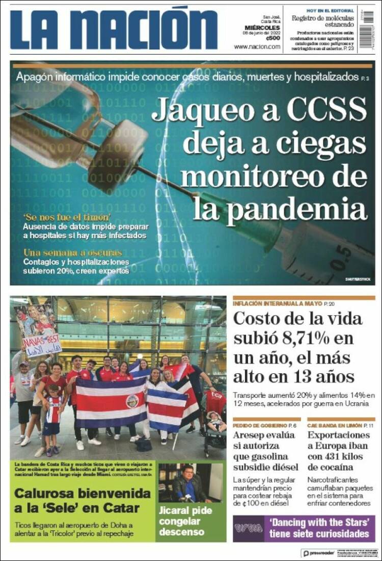 Portada de La Nación - Costa Rica (Costa Rica)