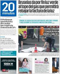 Portada de 20 Minutos - Barcelona (Espagne)