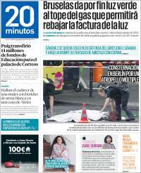 Portada de 20 Minutos - Valencia (Espagne)