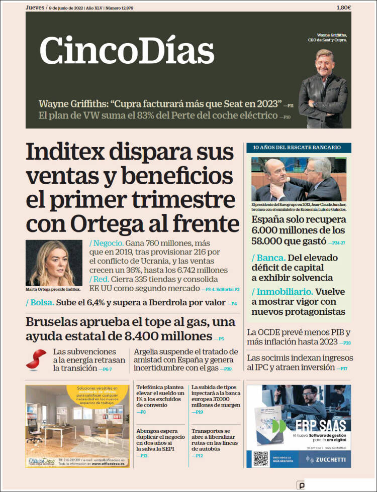 Portada de Cinco Días (Espagne)