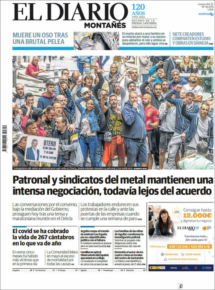 Portada de El Diario Montañés (Espagne)