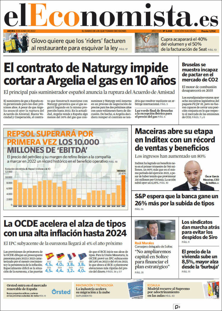 Portada de El Economista (Espagne)