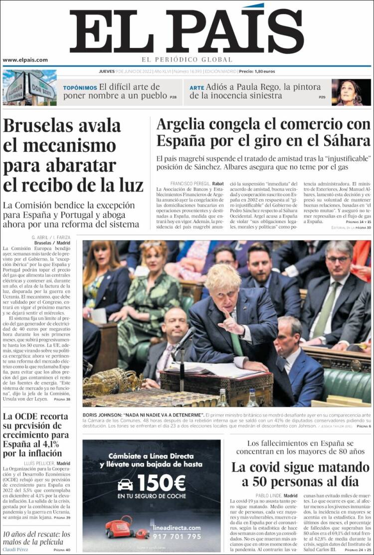 Portada de El País (Espagne)