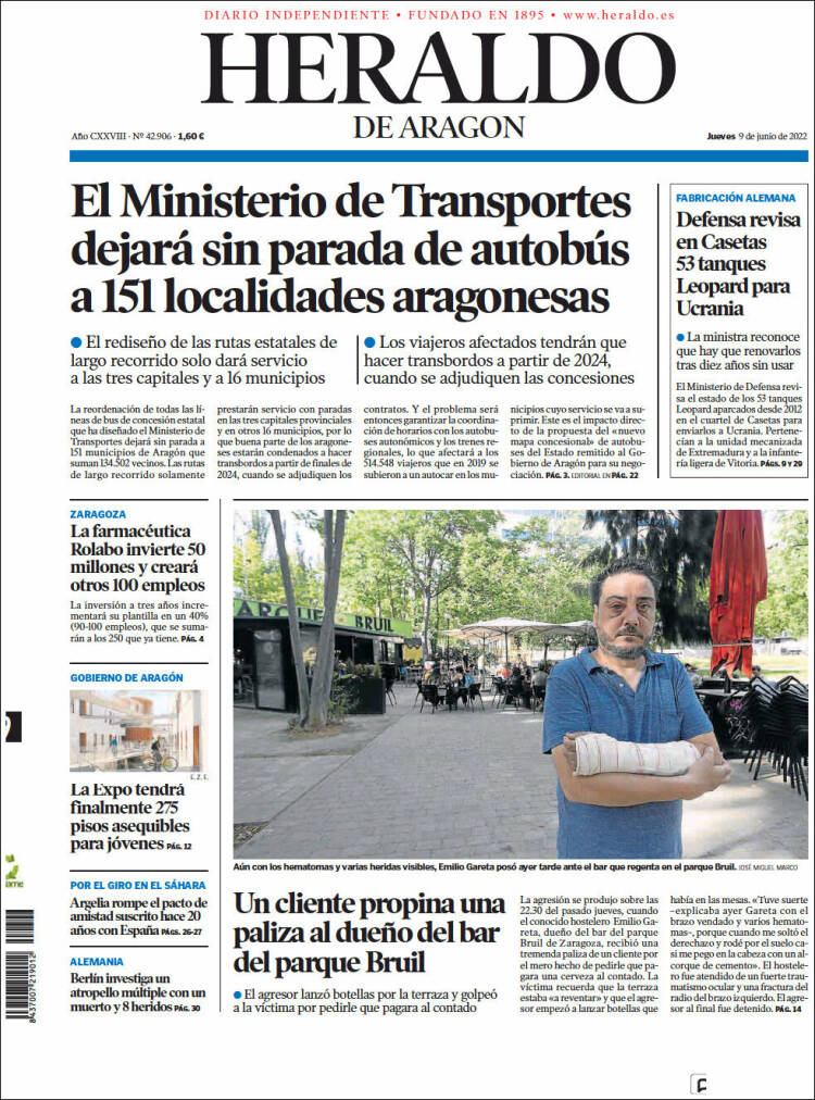 Portada de Heraldo de Aragón (Espagne)