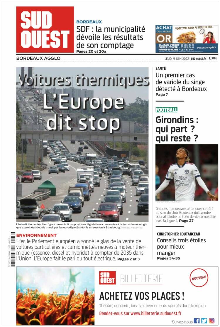 Portada de Sud Ouest (France)