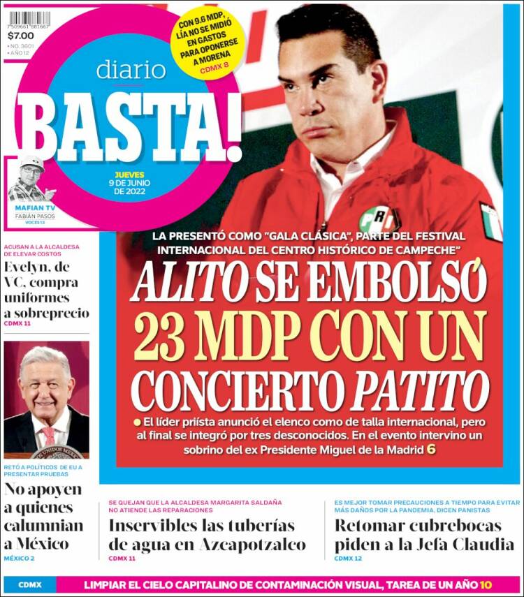Portada de Diario Basta (Mexique)
