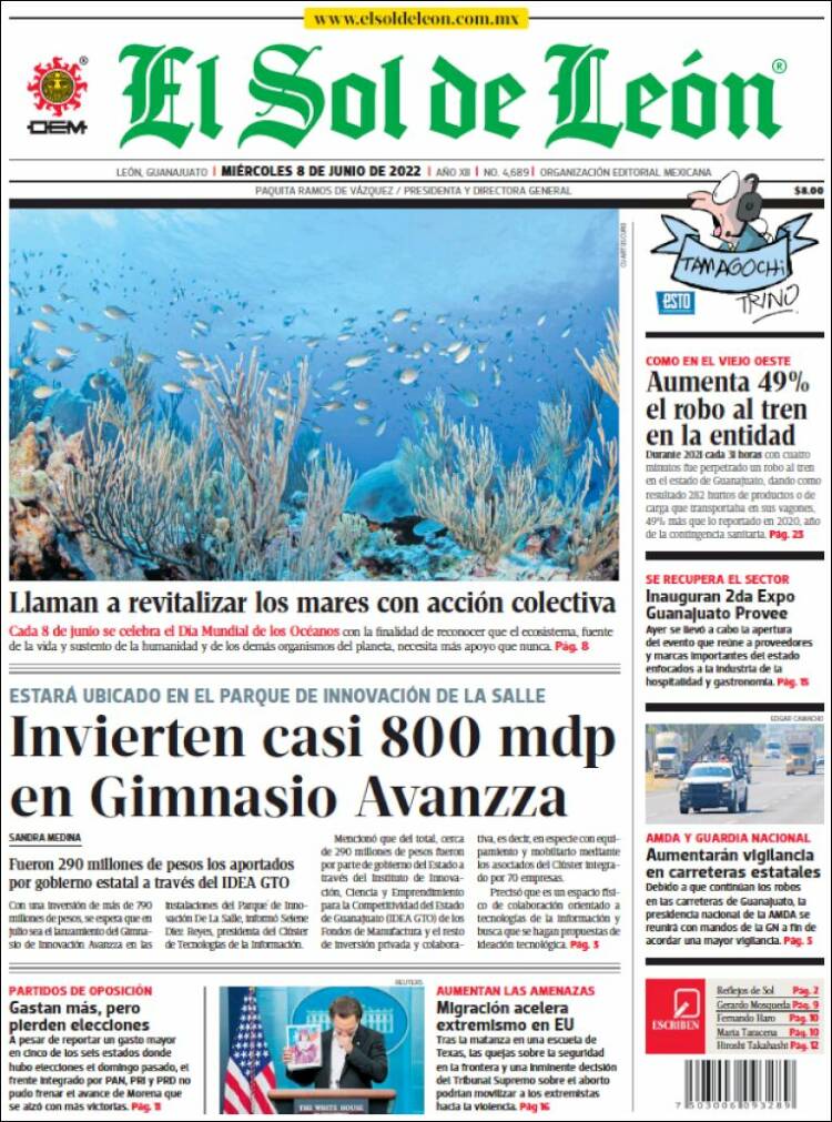 Portada de El Sol de León (Mexique)