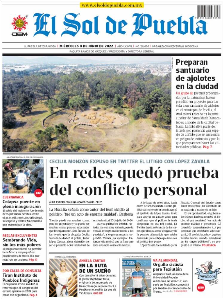 Portada de El Sol de Puebla (Mexique)