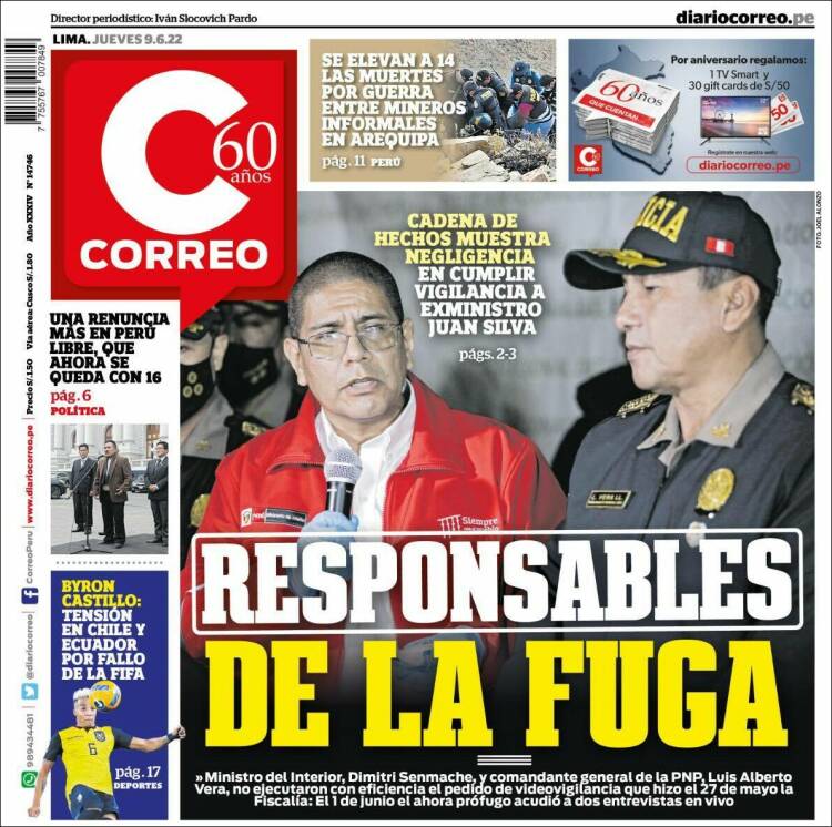 Portada de Diario Correo (P&eacute;rou)