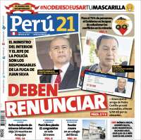 Portada de Perú 21 (P&eacute;rou)