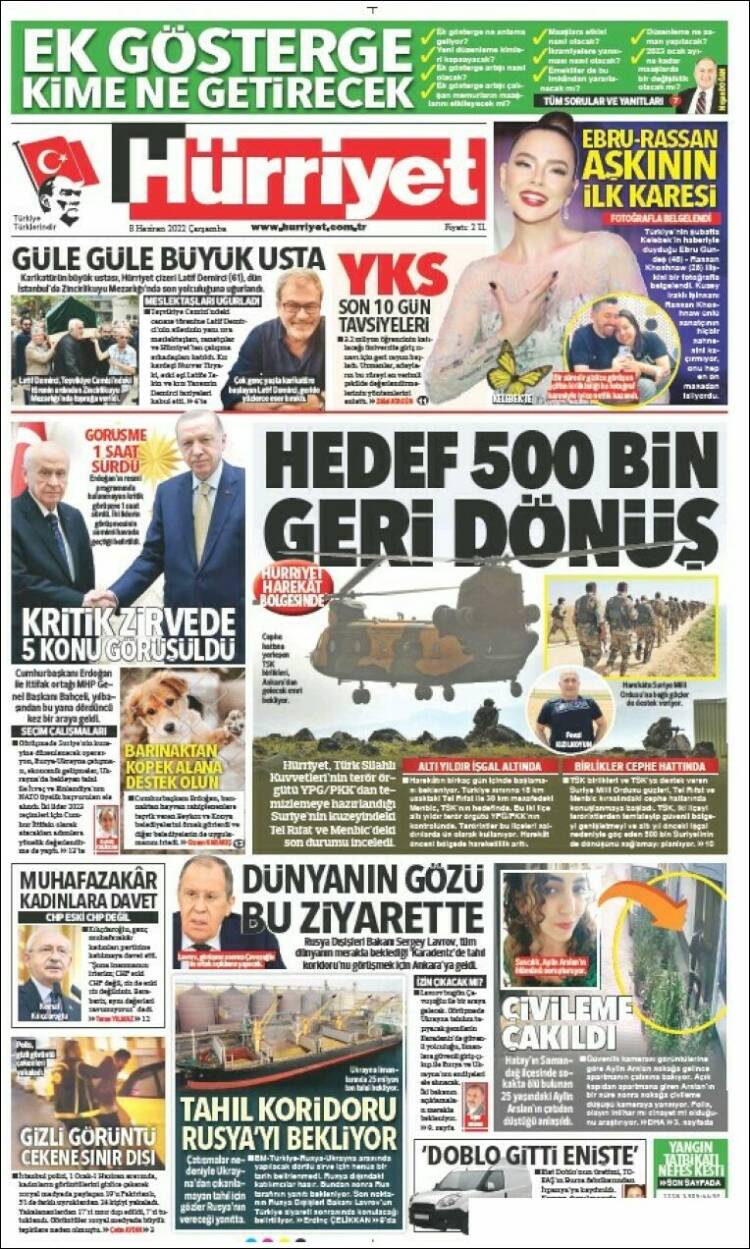 Portada de Hürriyet (Turquie)