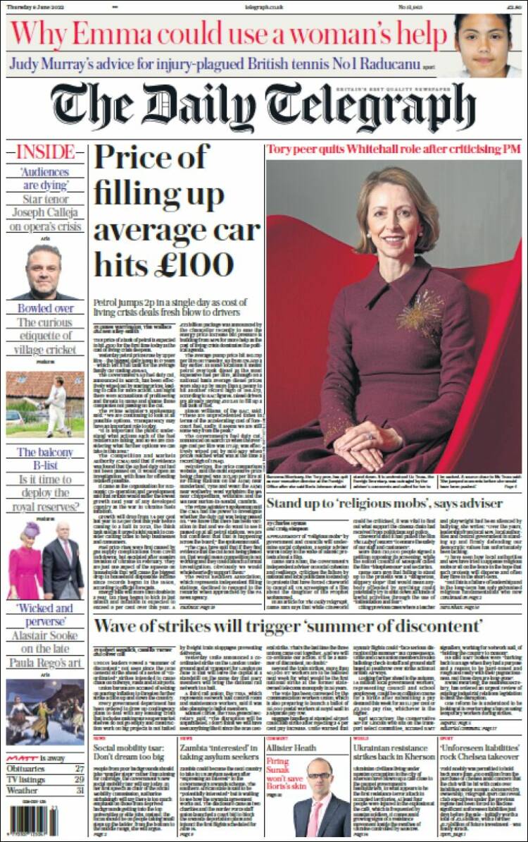 Portada de Daily Telegraph (Royaume-Uni)