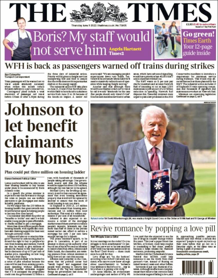 Portada de The Times (Royaume-Uni)