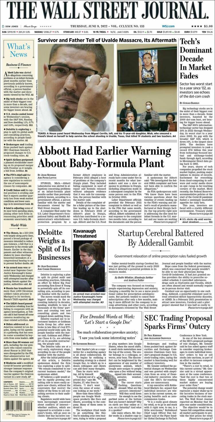 Portada de Wall Street Journal (USA)