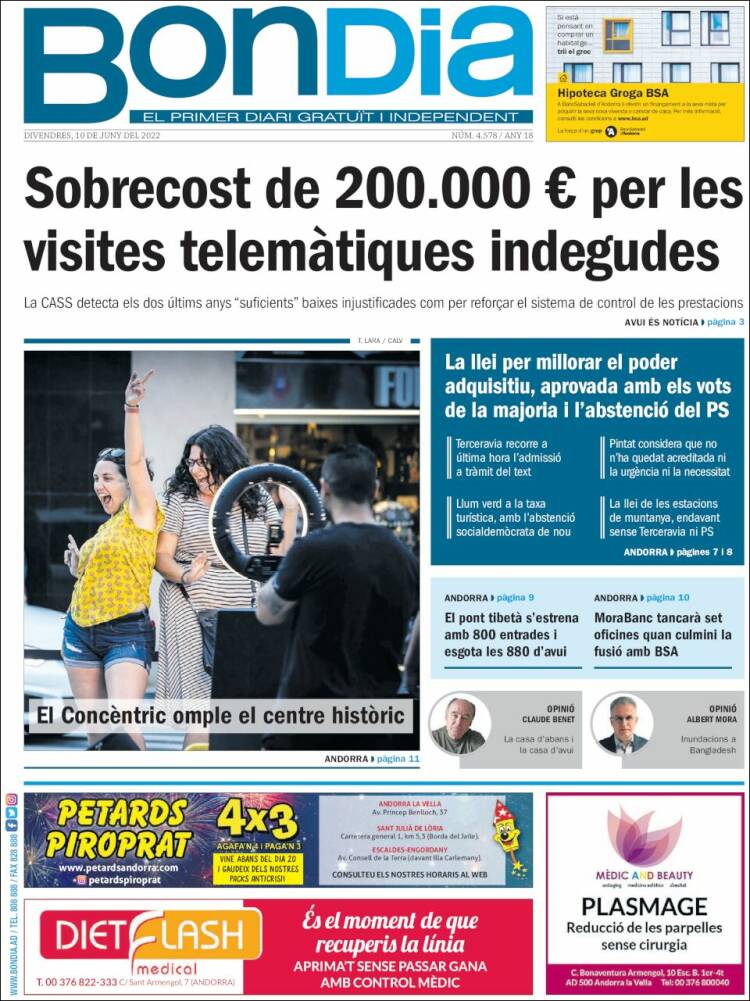 Portada de Diari Bondia (Andorra)