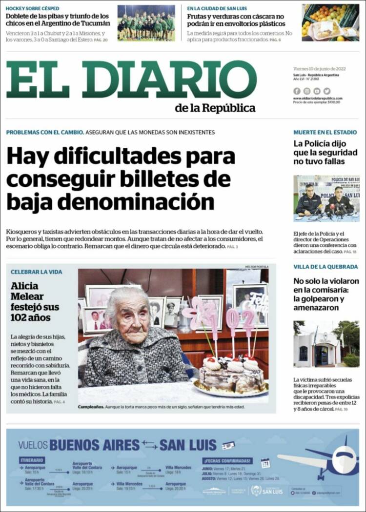 Portada de Diario de la República (Argentina)