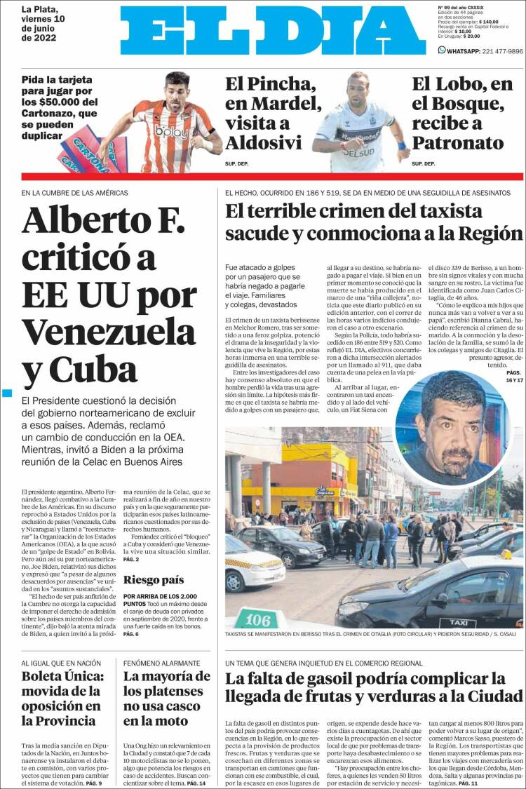 Portada de El Día de la Plata (Argentina)