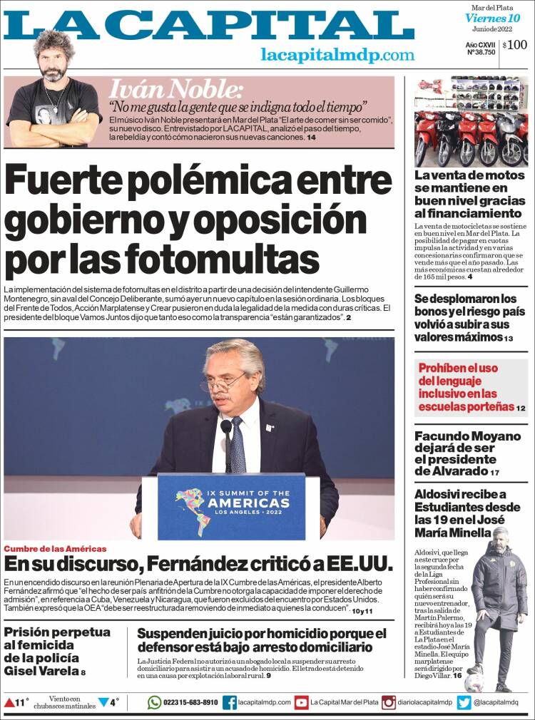 Portada de Diario La Capital - Mar del Plata (Argentina)