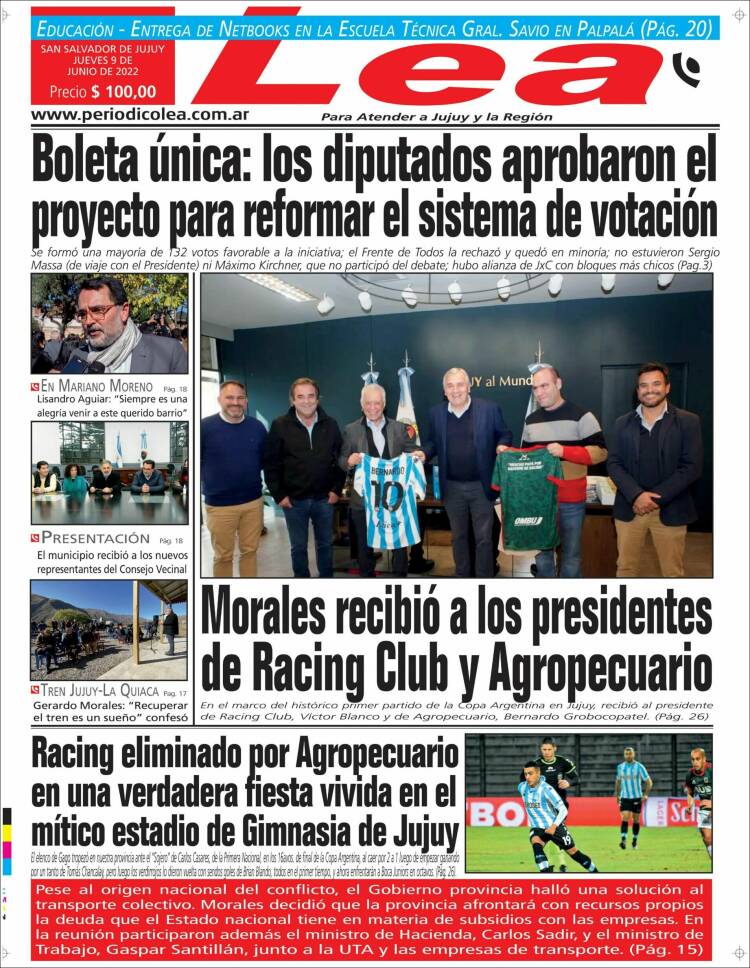 Portada de Periódico Lea (Argentina)