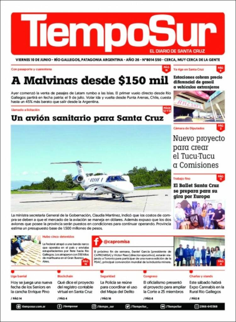 Portada de Tiempo Sur (Argentina)