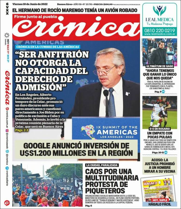 Portada de La Voz del Chaco (Argentina)