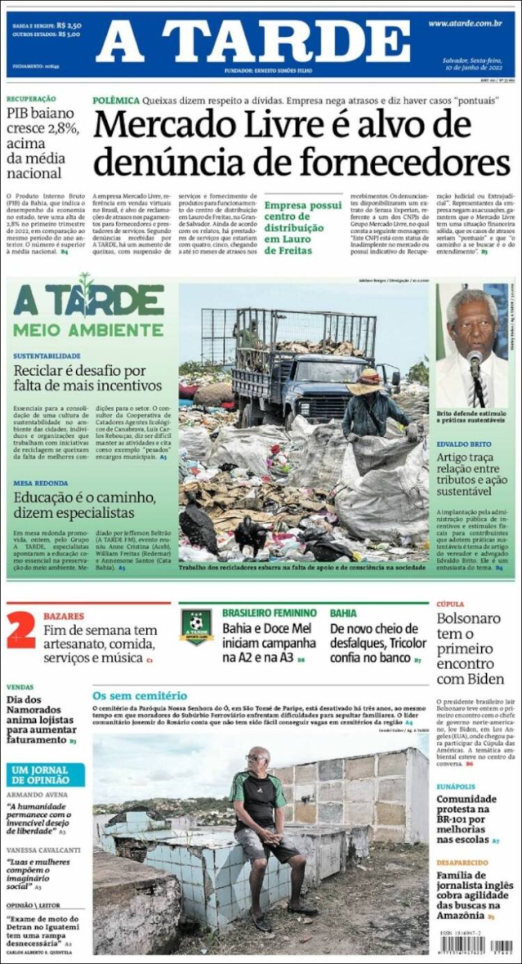 Portada de Diário A Tarde (Brasil)