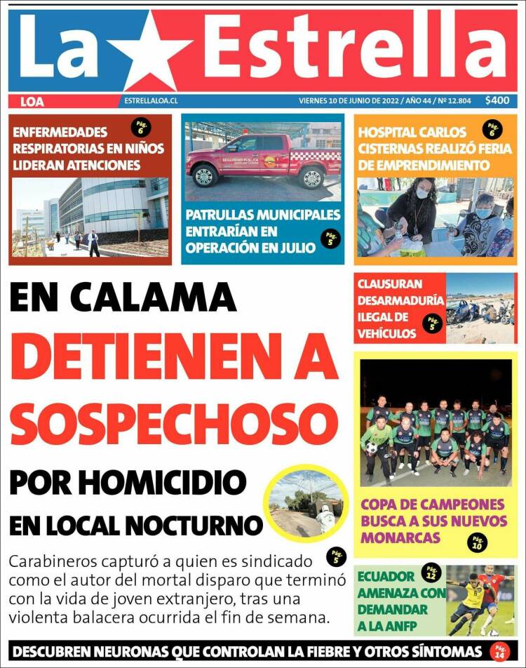 Portada de La Estrella de Loa (Chile)