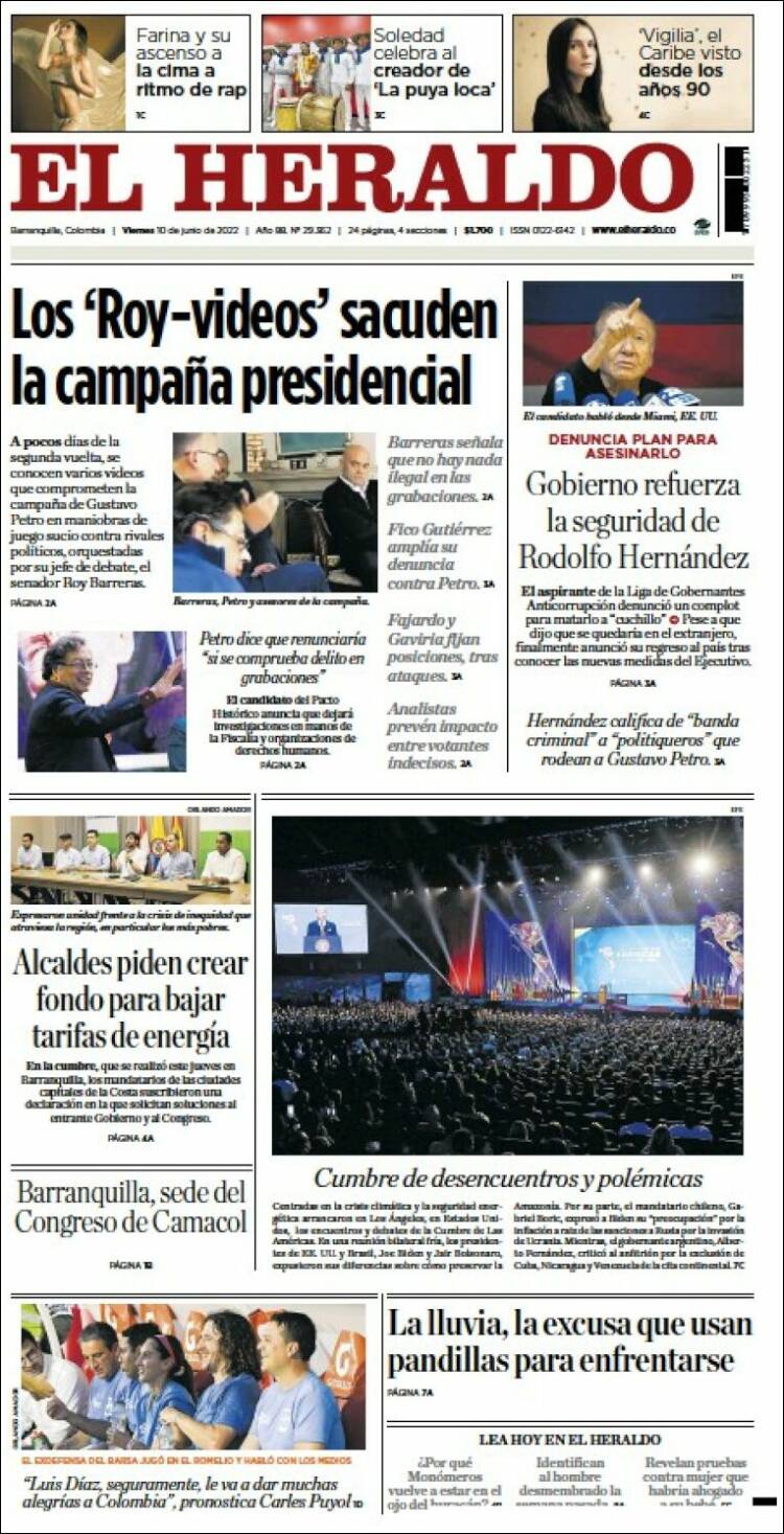 Portada de El Heraldo (Colombia)