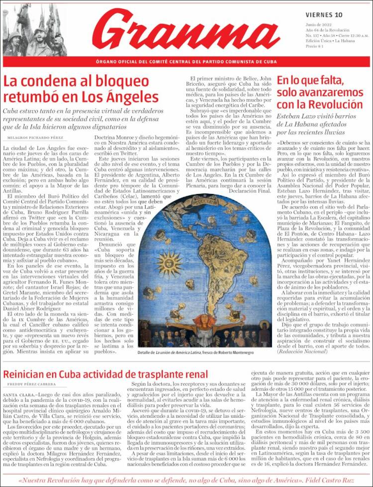 Portada de Granma (Cuba)