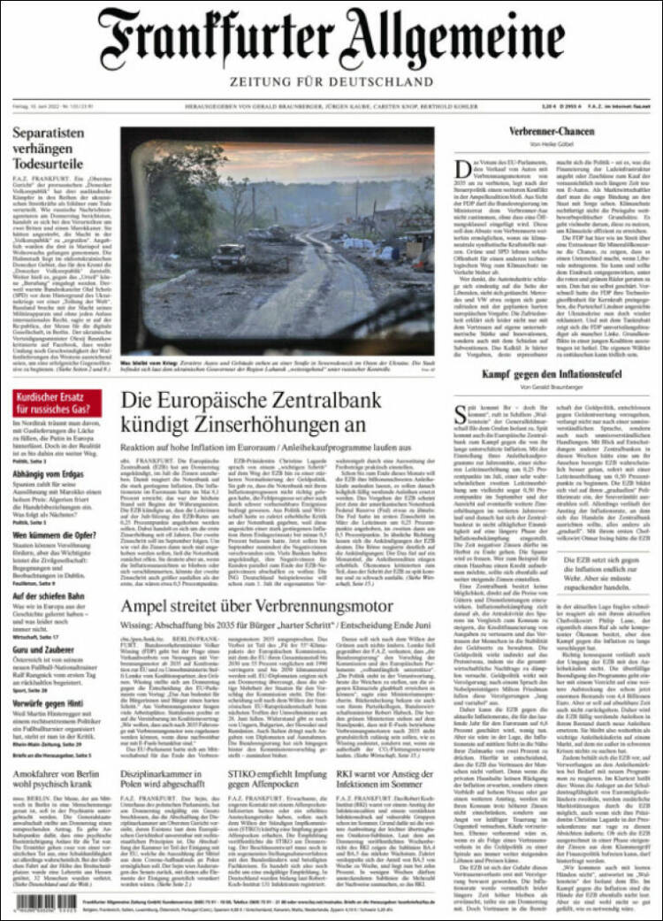 Portada de Frankfurter Allgemeine (Alemania)