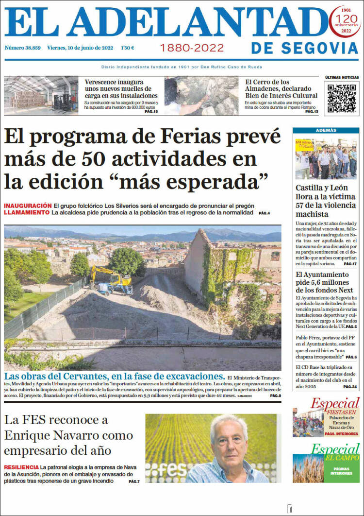 Portada de El Adelantado de Segovia (España)