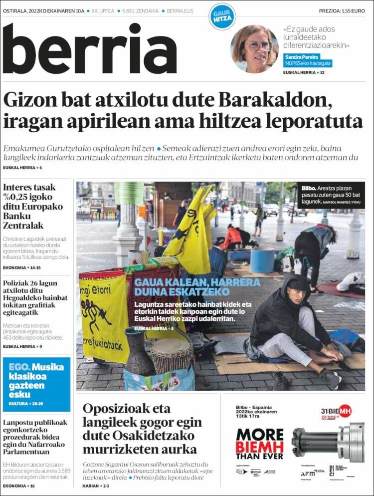 Portada de Berria (España)