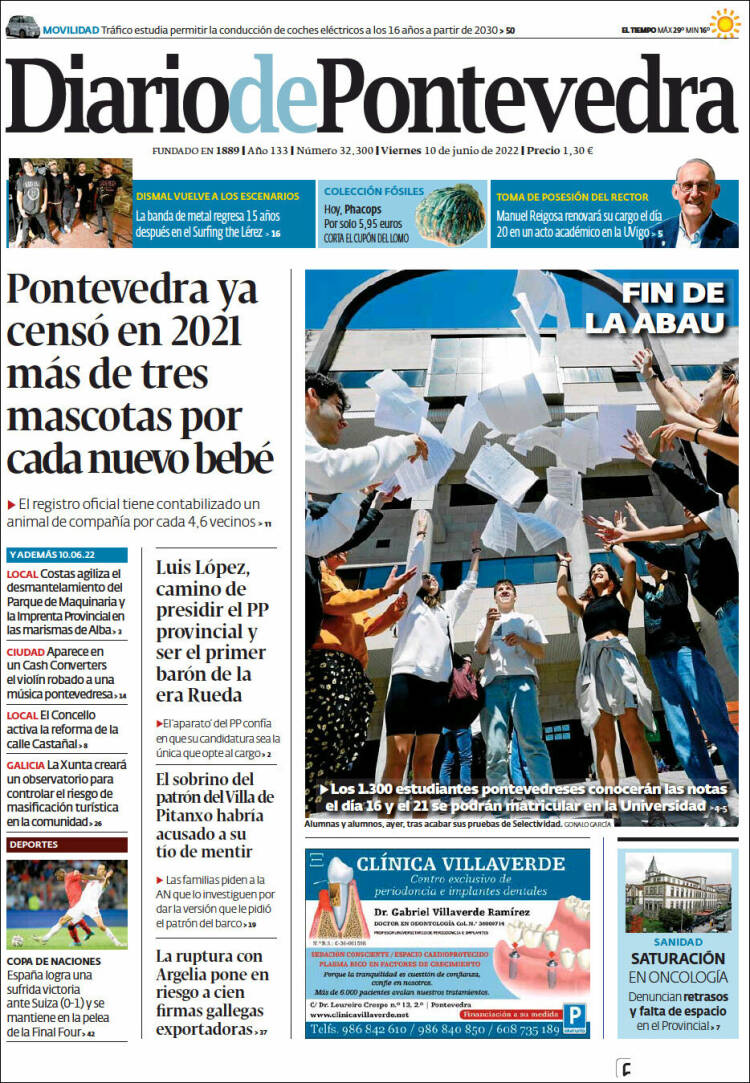 Portada de Diario de Pontevedra (España)