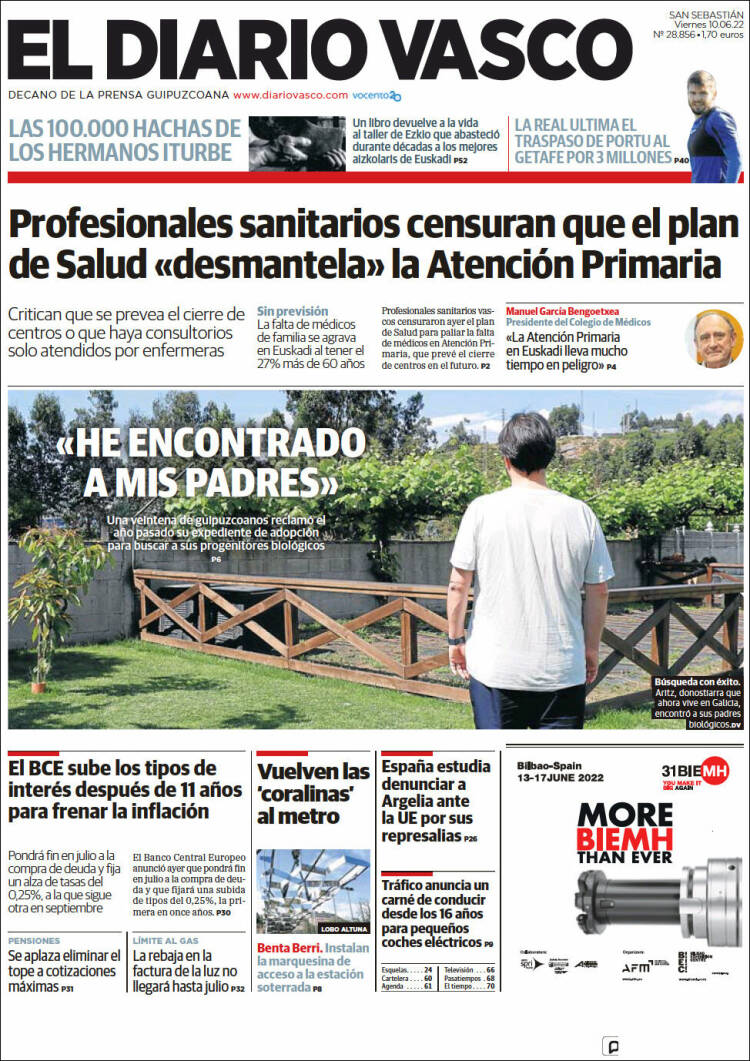 Portada de Diario Vasco (España)