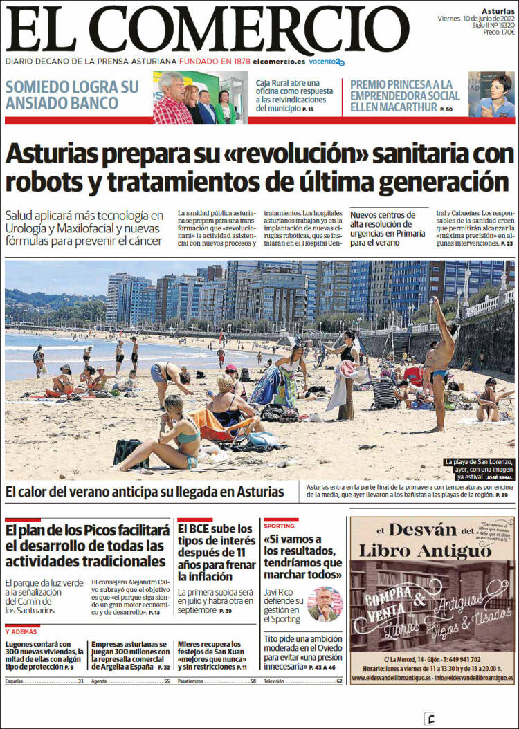 Portada de El Comercio (España)