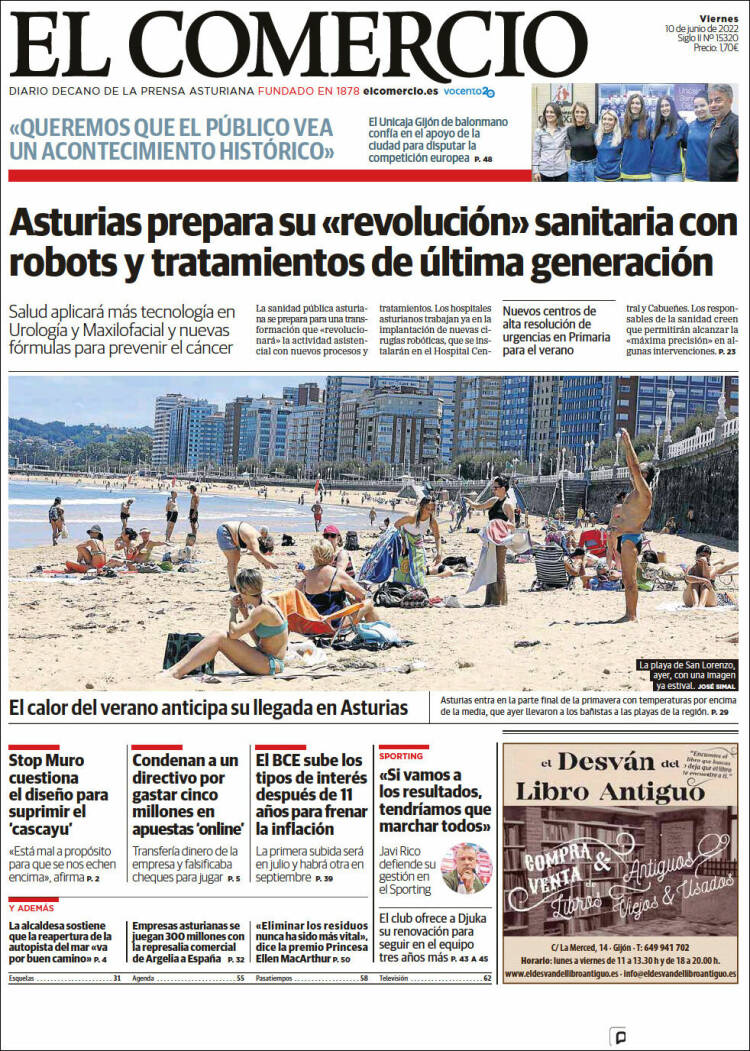 Portada de El Comercio - Gijón (España)