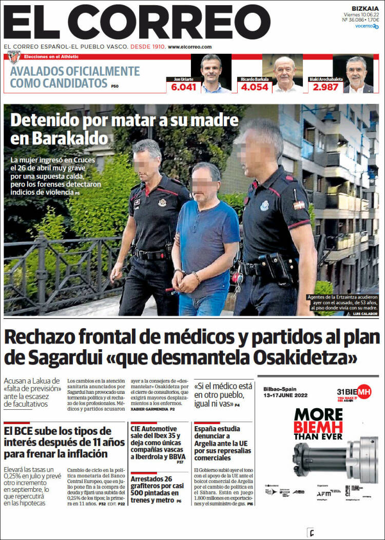 Portada de El Correo (España)