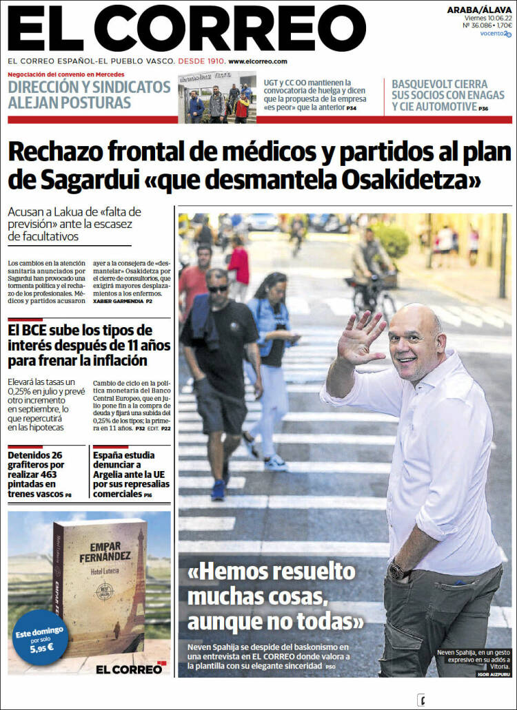Portada de El Correo - Álava (España)
