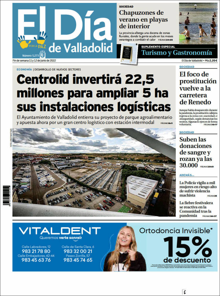 Portada de El Día de Valladolid (España)