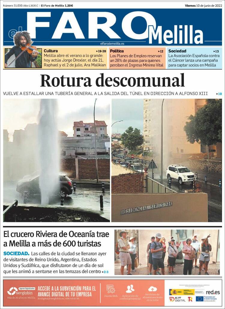 Portada de El Faro de Melilla (España)